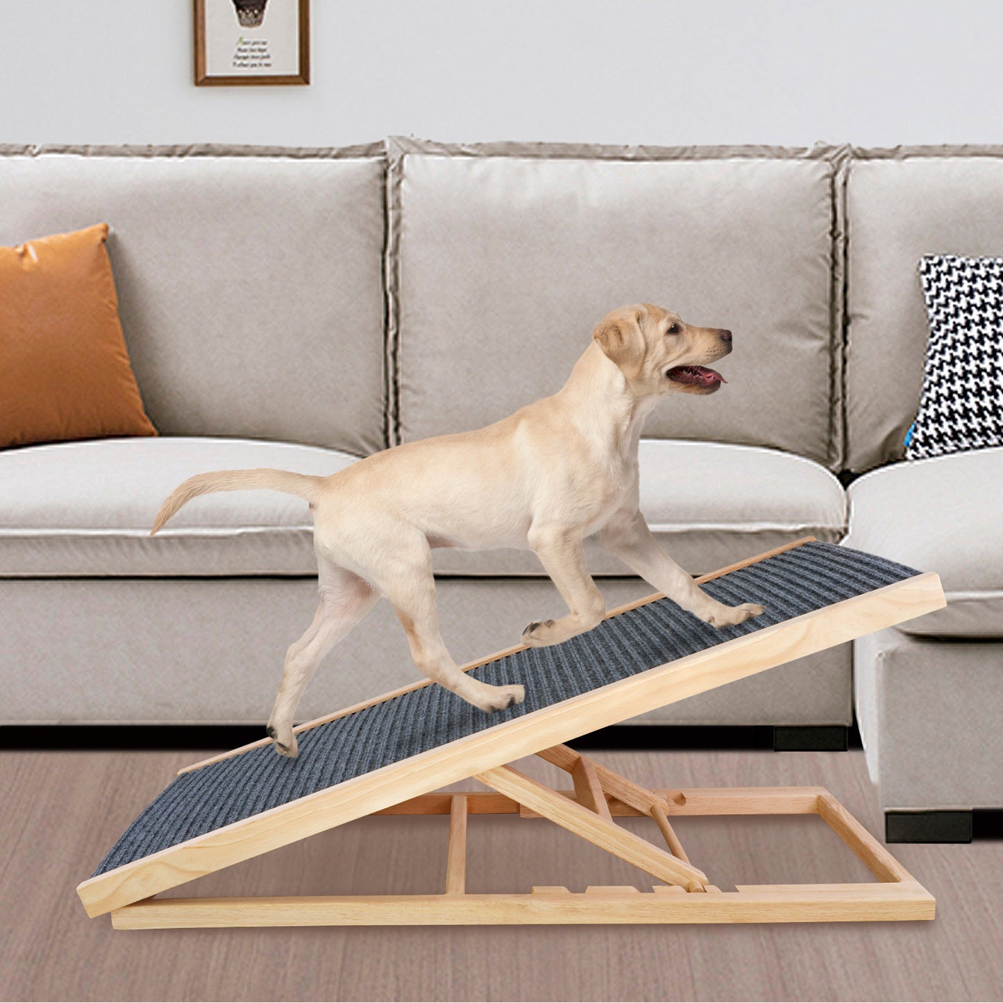 Dog Ramp for Bed, Extra Wide Excellent Traction, Pet Ramp for Small Dogs to Get on Couch Car, Non-Slip Rubber Surface, 16' Wide Hold up to 80lb, Adjustable, Foldable,Car Ramps,Dog Ramp
